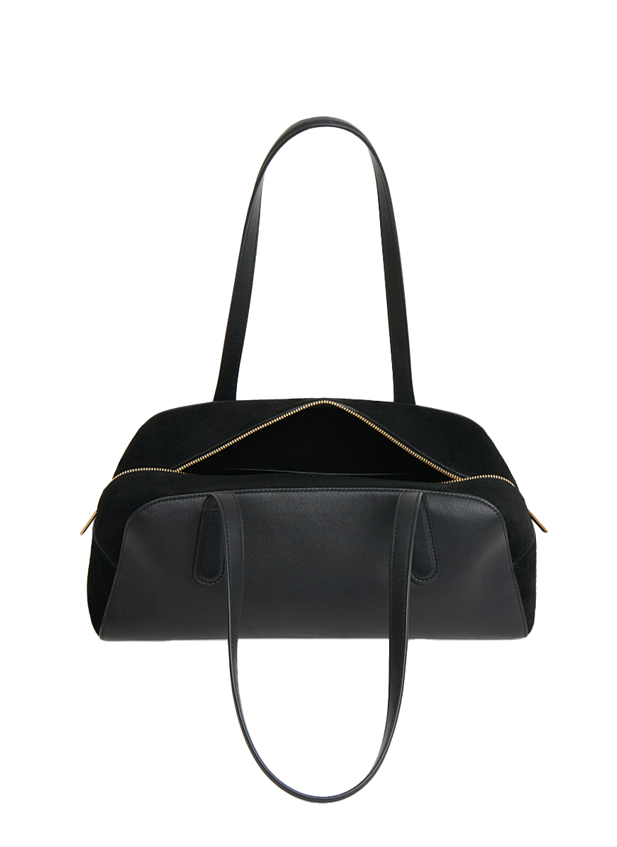 Helios Leather Shoulder Bag in Black - Mansur Gavriel
