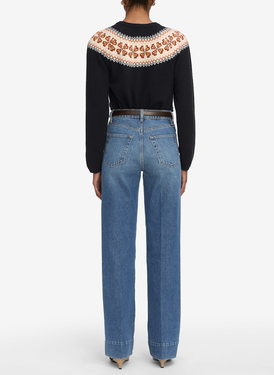 The Cashmere Fairisle Cardi in Navy - FRAME