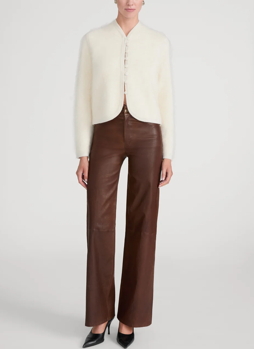 Le Slim Palazzo Leather in Cedar - FRAME