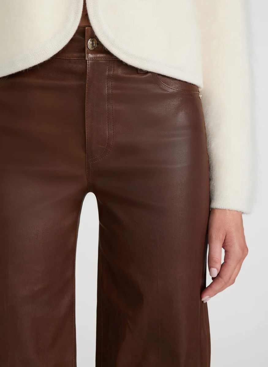 Le Slim Palazzo Leather in Cedar - FRAME