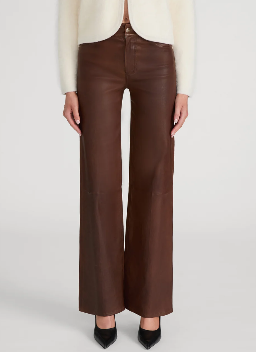 Le Slim Palazzo Leather in Cedar - FRAME