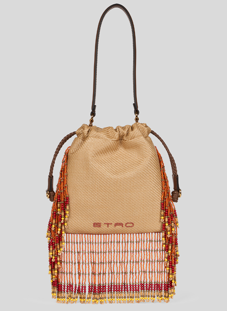 Embroidered Shoulder Bag with Fringe - ETRO