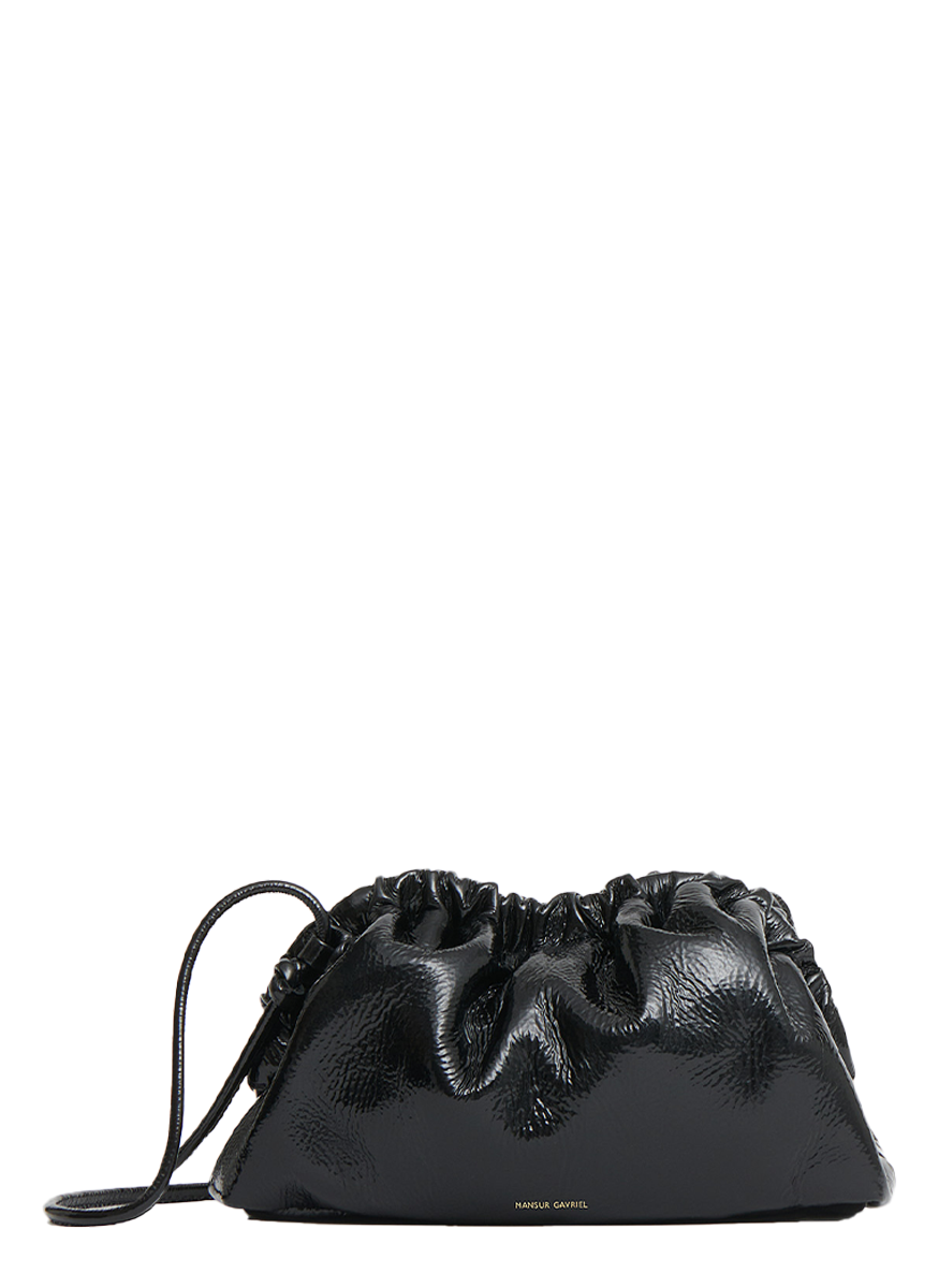 Mini Cloud Laminated Black Leather Bag