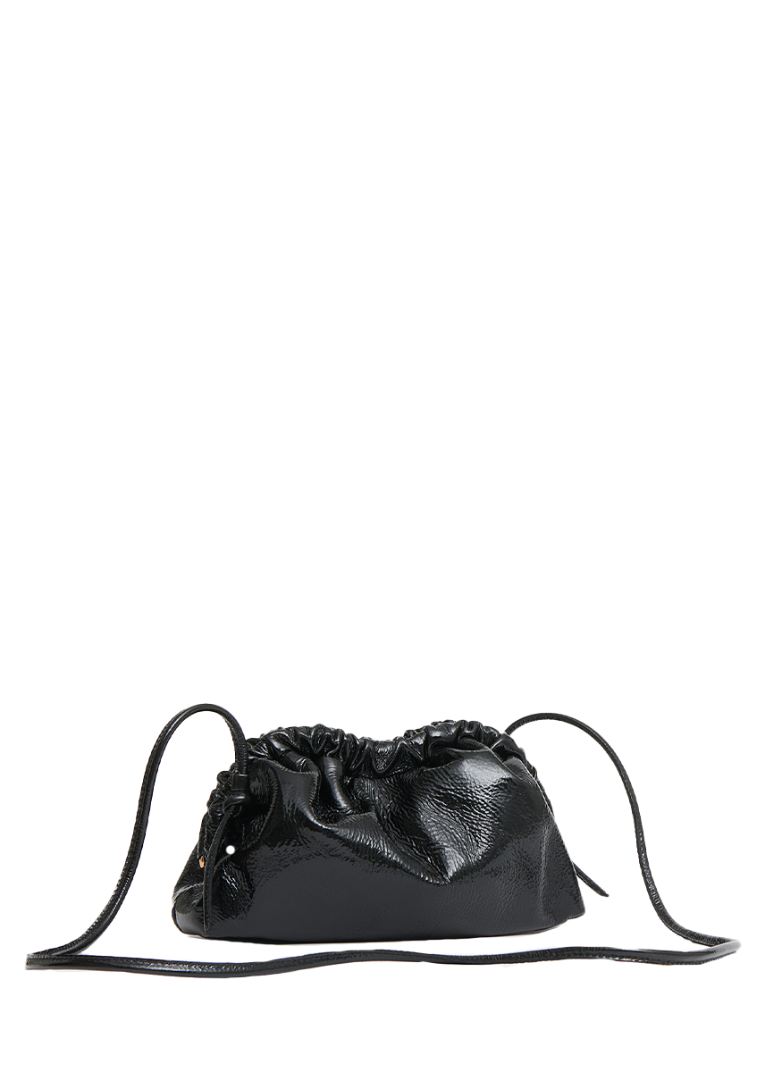 Mini Cloud Laminated Black Leather Bag