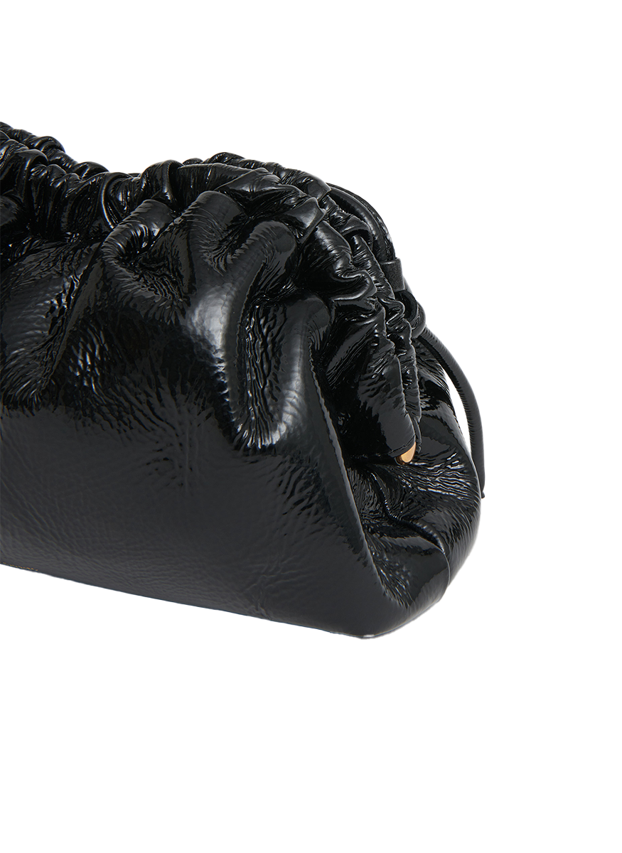Mini Cloud Laminated Black Leather Bag - Mansur Gavriel