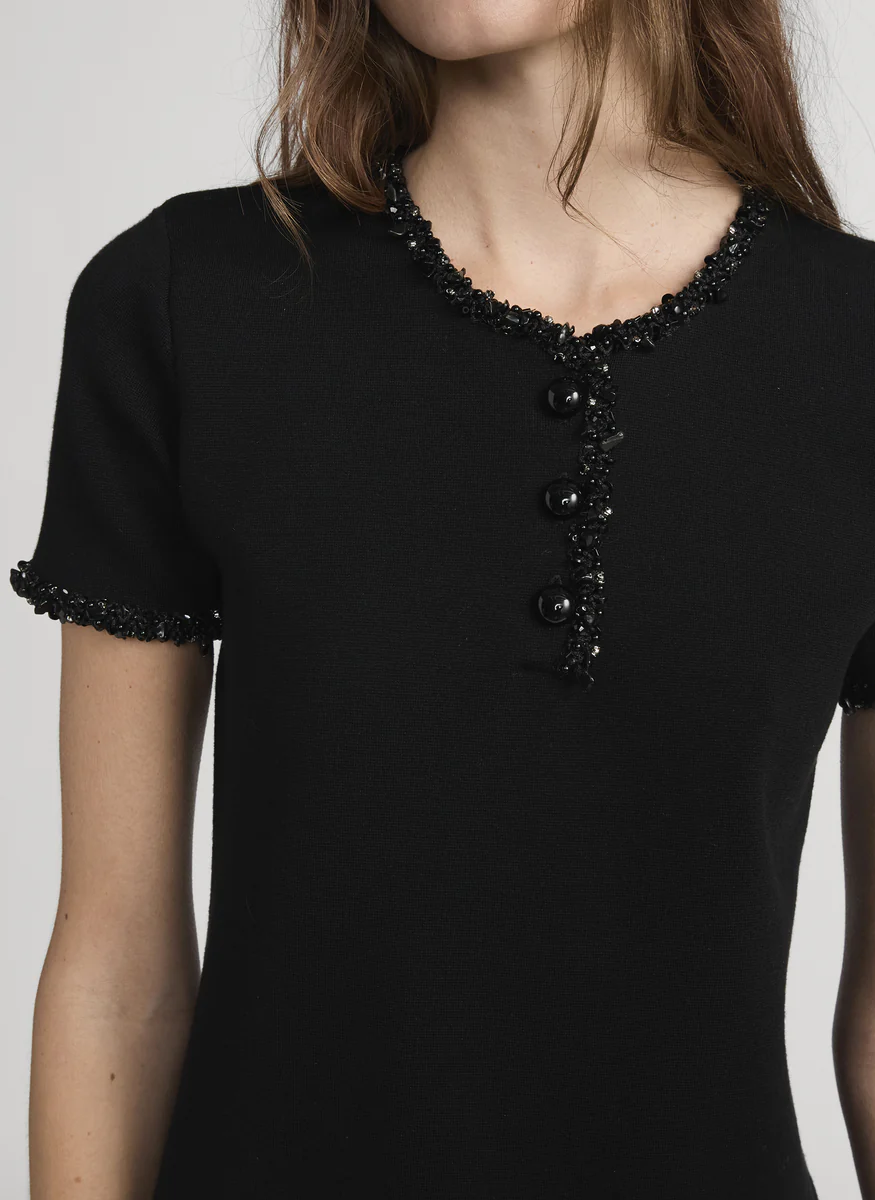 The Beaded Trim Dress - FRAME