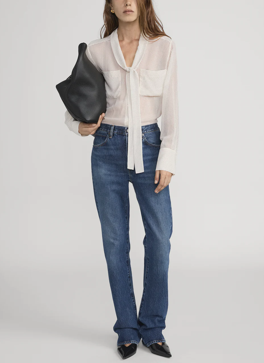 The Polka Dot Modern Tie Blouse