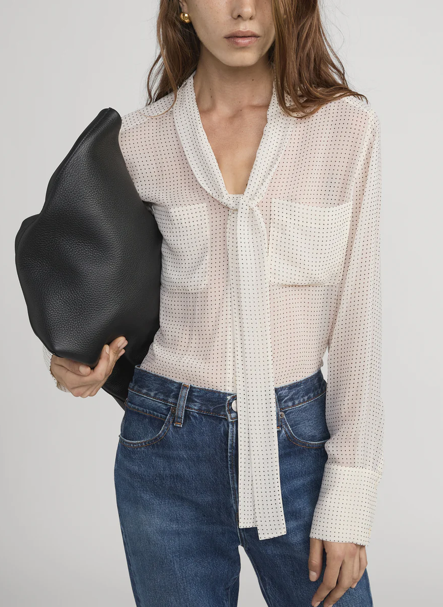 The Polka Dot Modern Tie Blouse - FRAME