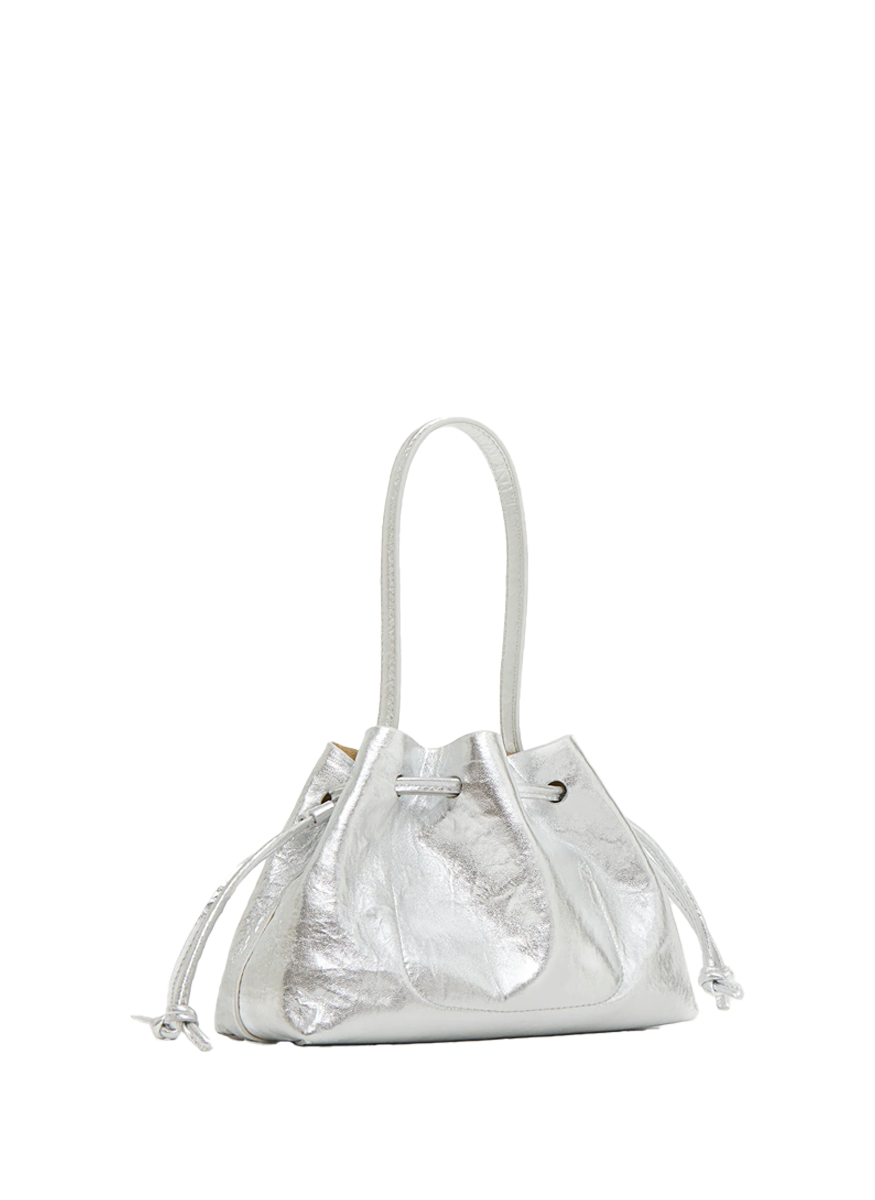 Drawstring Pouchette in Silver - Mansur Gavriel