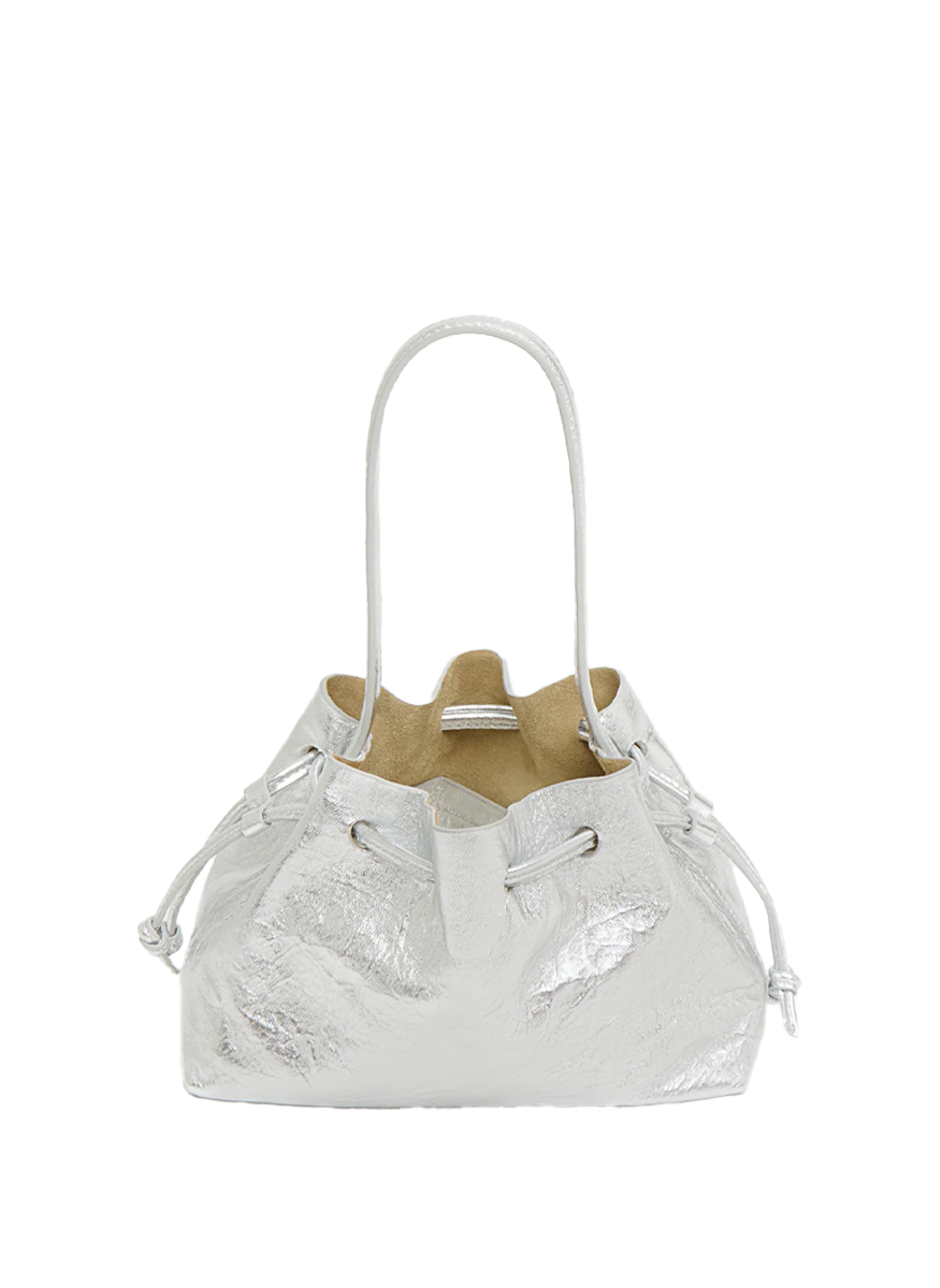 Drawstring Pouchette in Silver