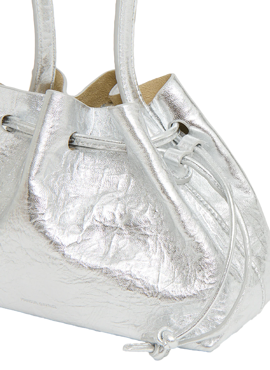 Drawstring Pouchette in Silver - Mansur Gavriel