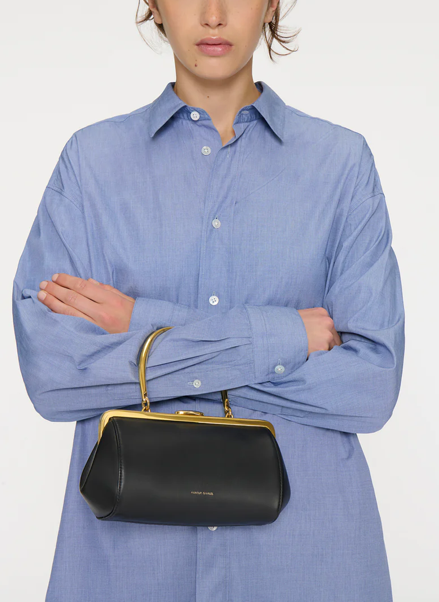 Pina Evening Bag in Black Leather