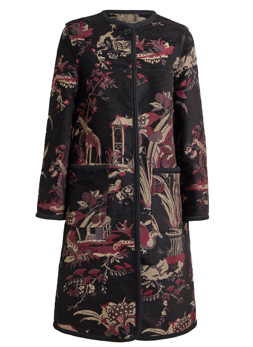 Jacquard Floral Detail Long Jacket