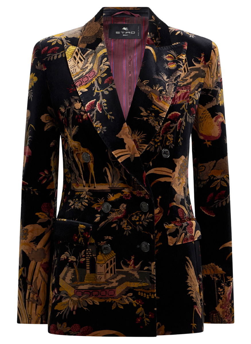 Velvet Floral Double Breasted Jacket - ETRO
