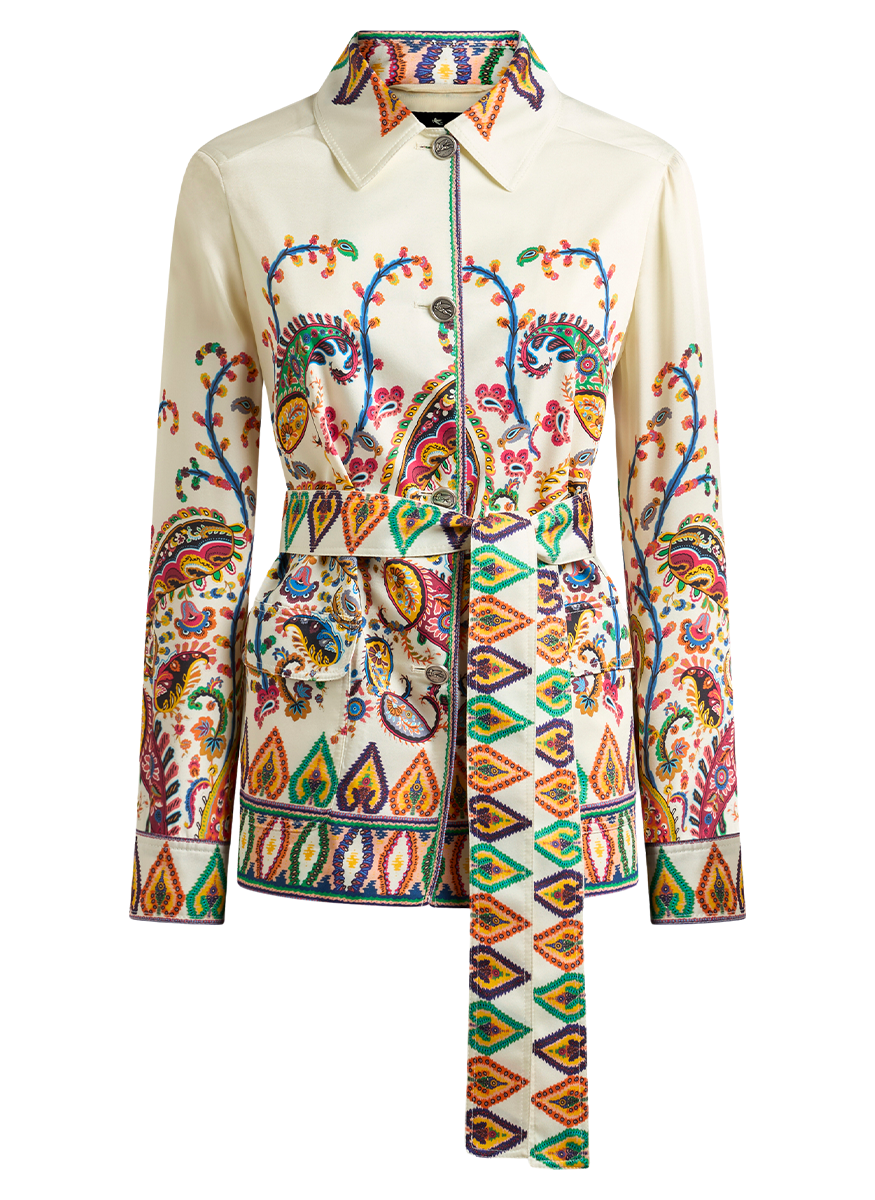 Paisley Silk Safari Jacket with Tie