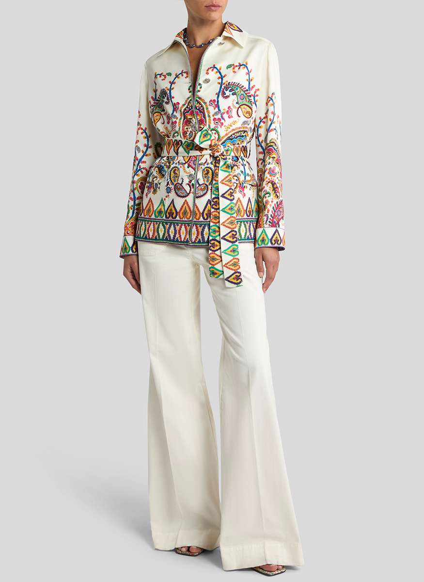 Paisley Silk Safari Jacket with Tie