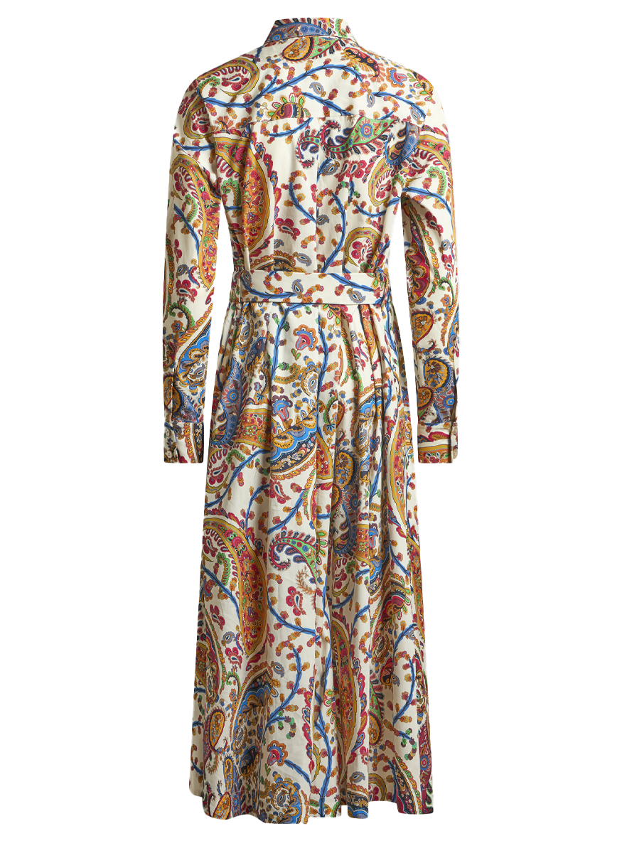 Paisley Cotton Midi Shirt Dress