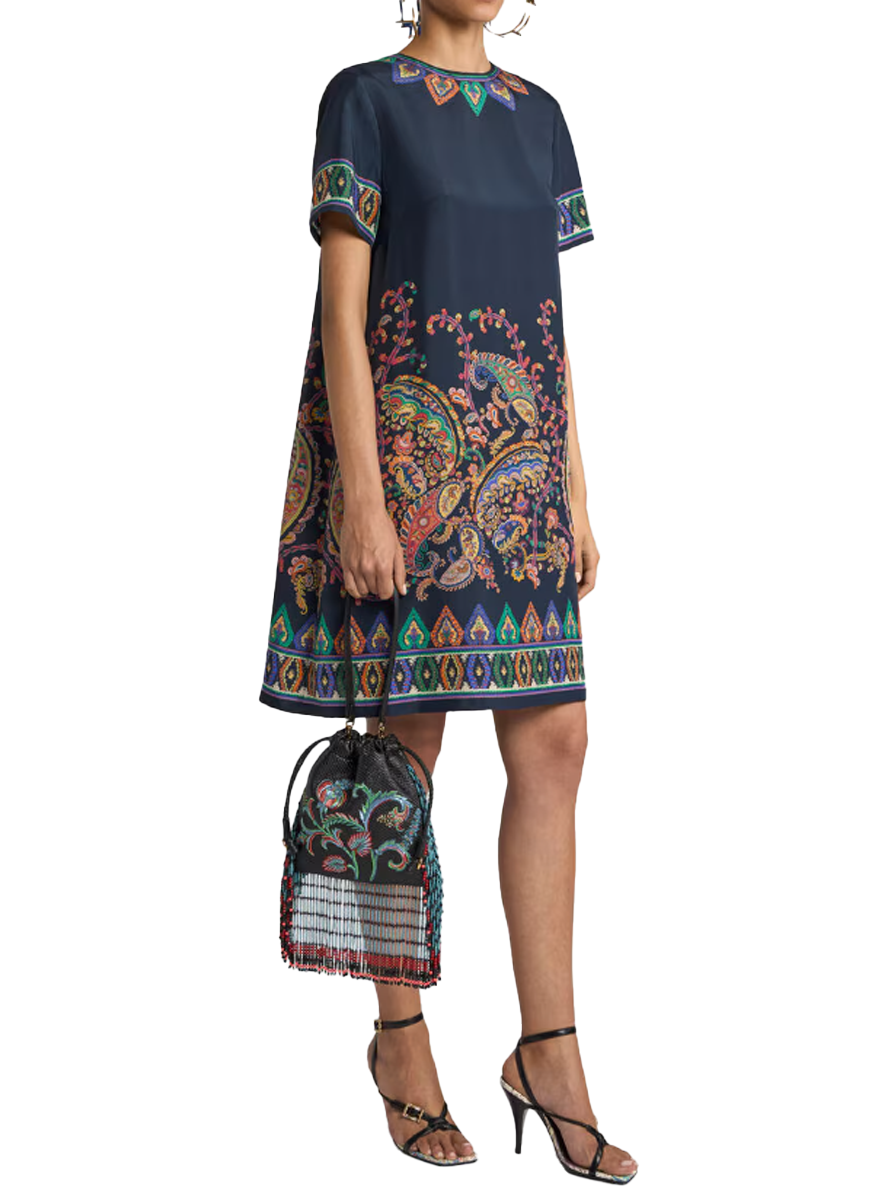 Paisley Silk Mini Tunic Dress