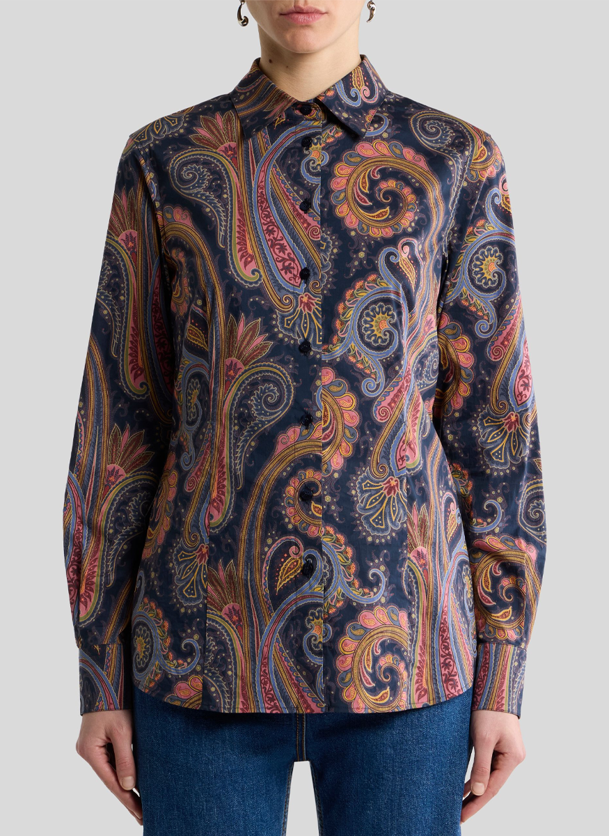 Cotton Paisley Button Front Blouse - ETRO