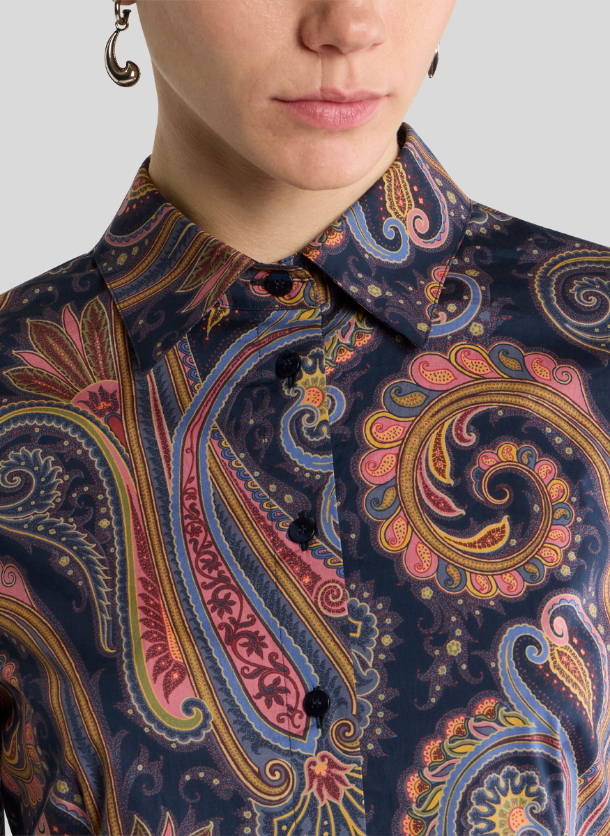 Cotton Paisley Button Front Blouse - ETRO