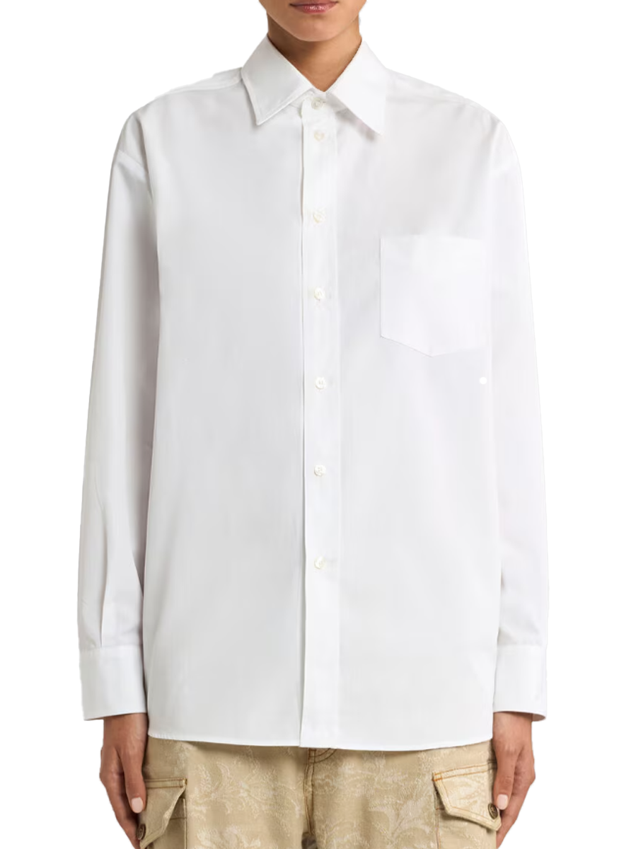 Cotton Shirt with Silk Insert on the Back