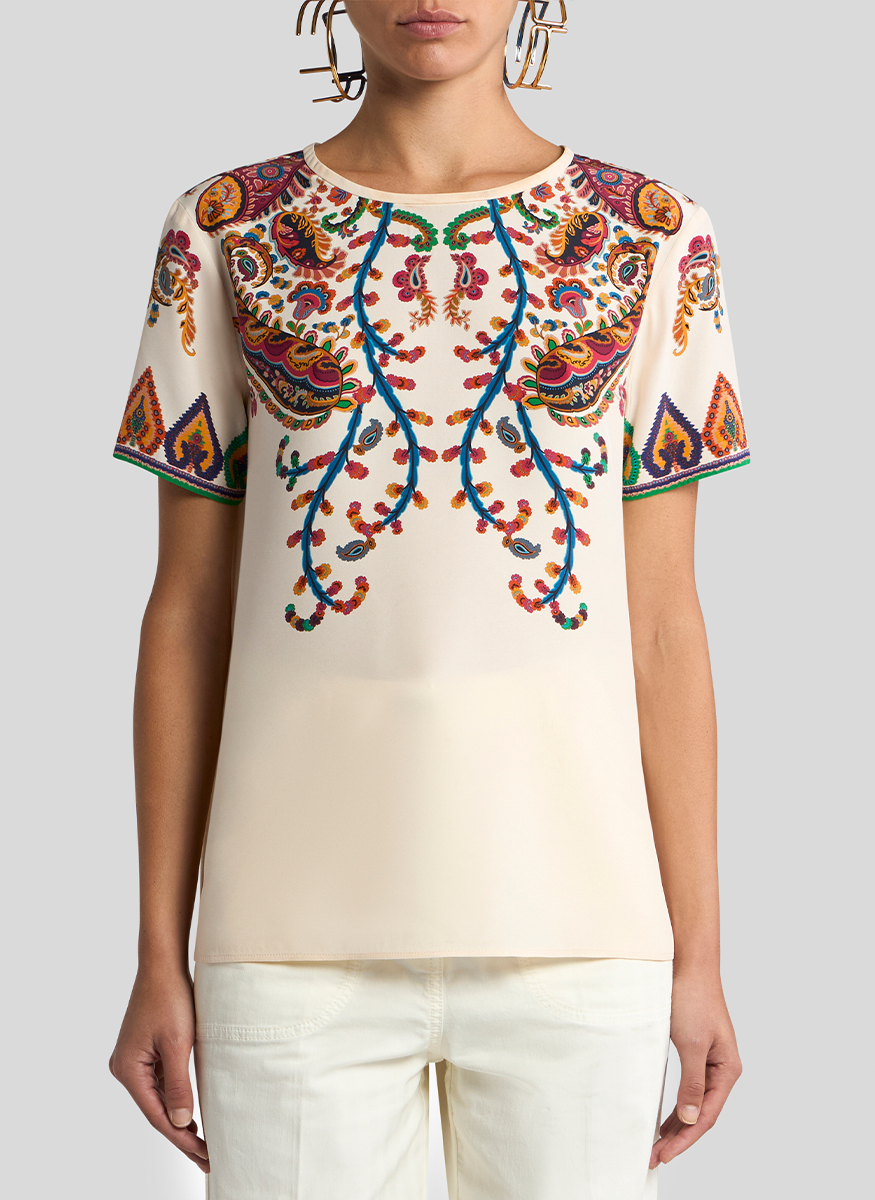 Paisley Silk T-Shirt Top