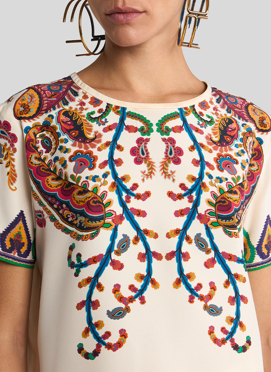 Paisley Silk T-Shirt Top - ETRO