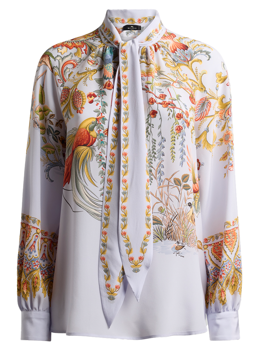 Silk Chiffon Floral Raglan Top