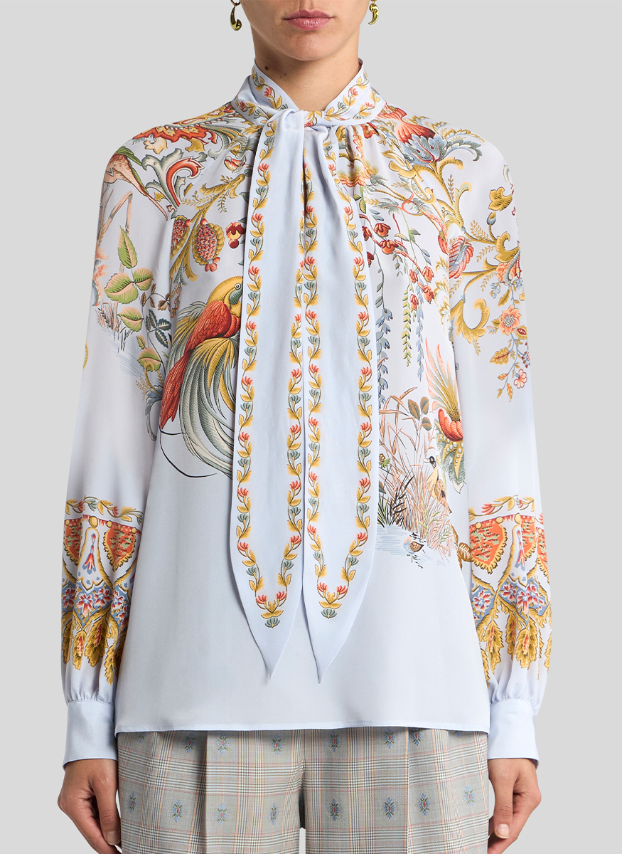 Silk Chiffon Floral Raglan Top