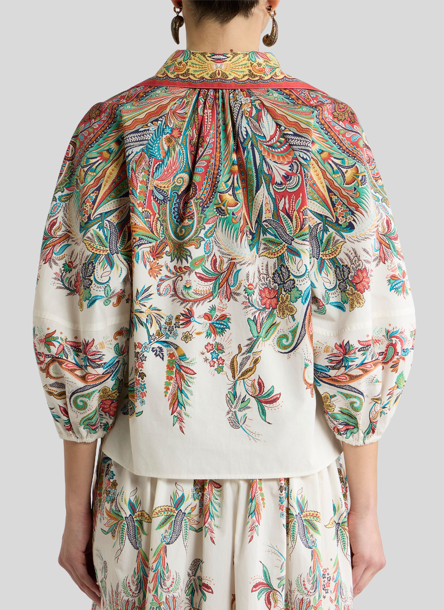 Cotton Paisley Puff Sleeve Top - ETRO