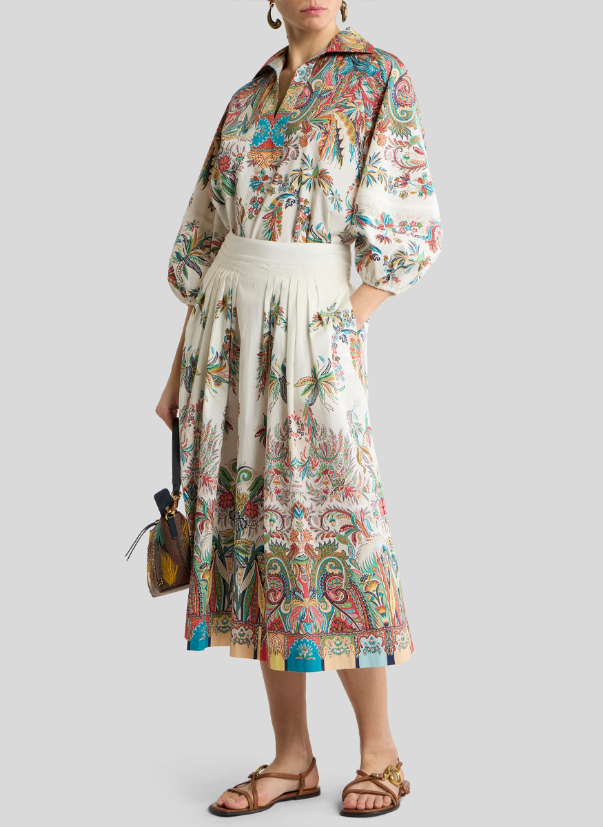Cotton Paisley Puff Sleeve Top - ETRO