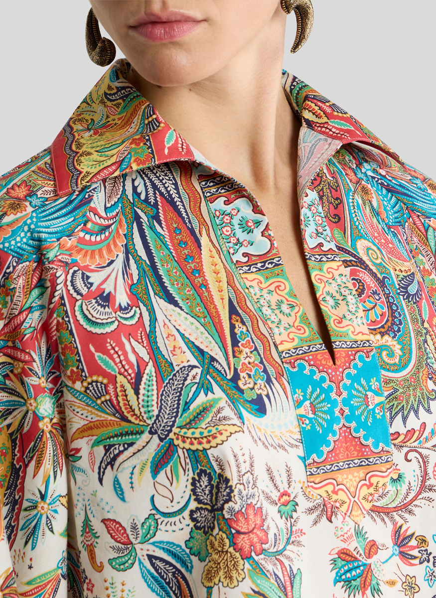Cotton Paisley Puff Sleeve Top - ETRO