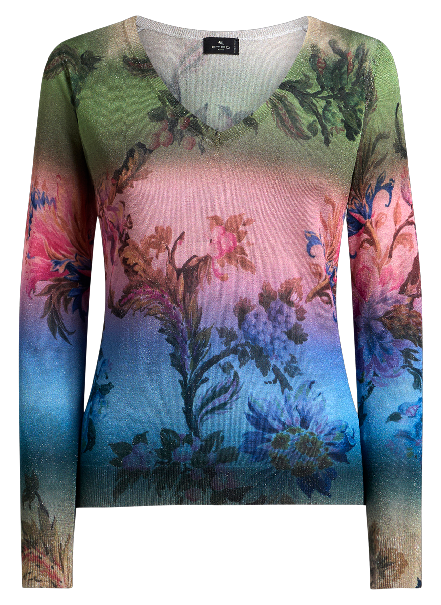 V-Neck Degrade Long Sleeve Sweater - ETRO