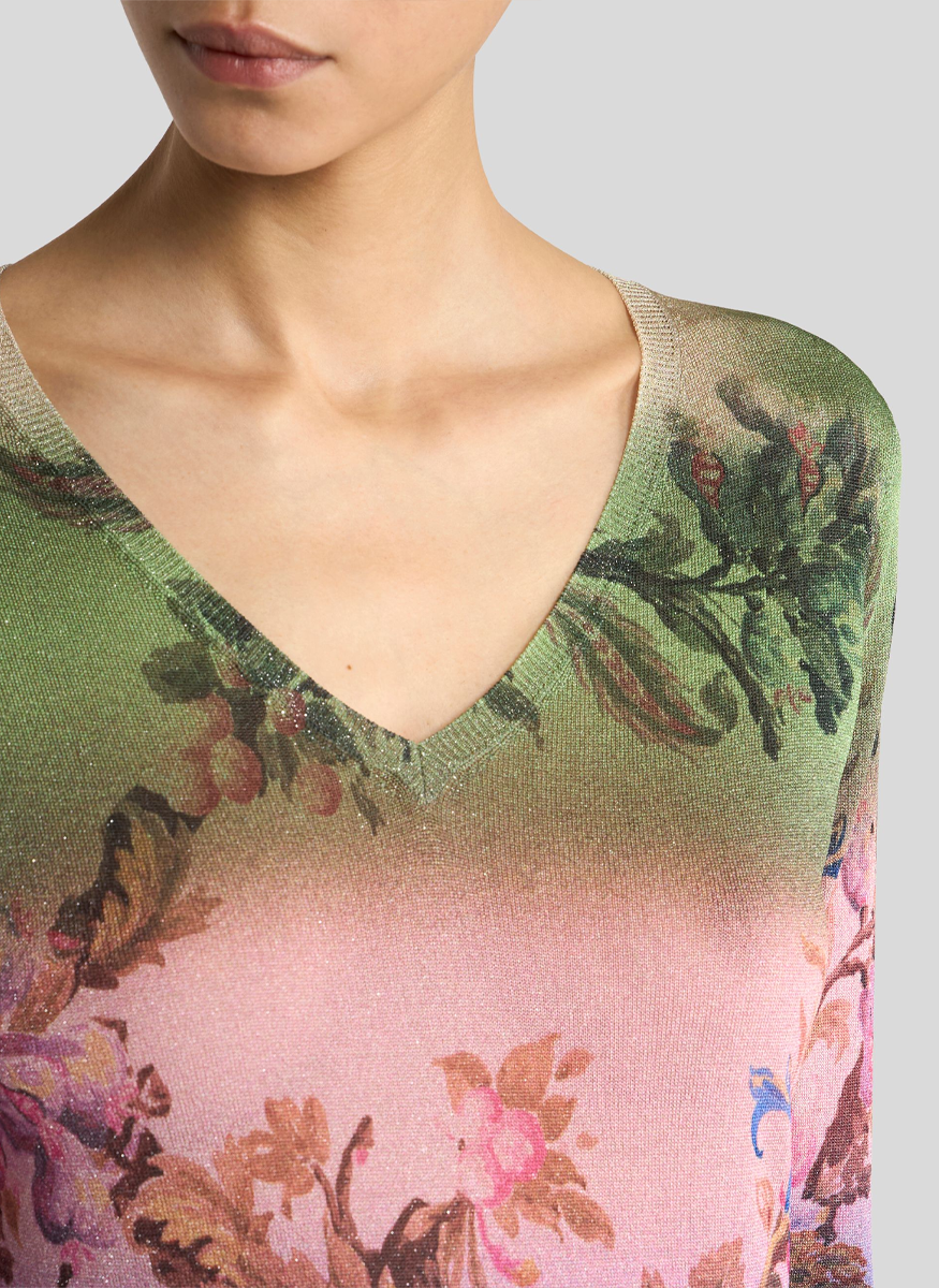 V-Neck Degrade Long Sleeve Sweater - ETRO