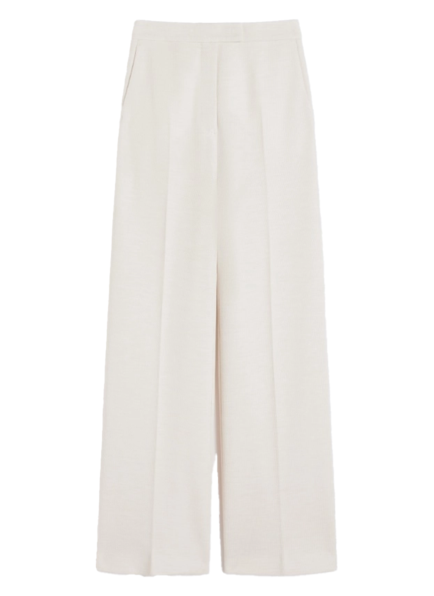 Wool Piqué Trousers in Ivory