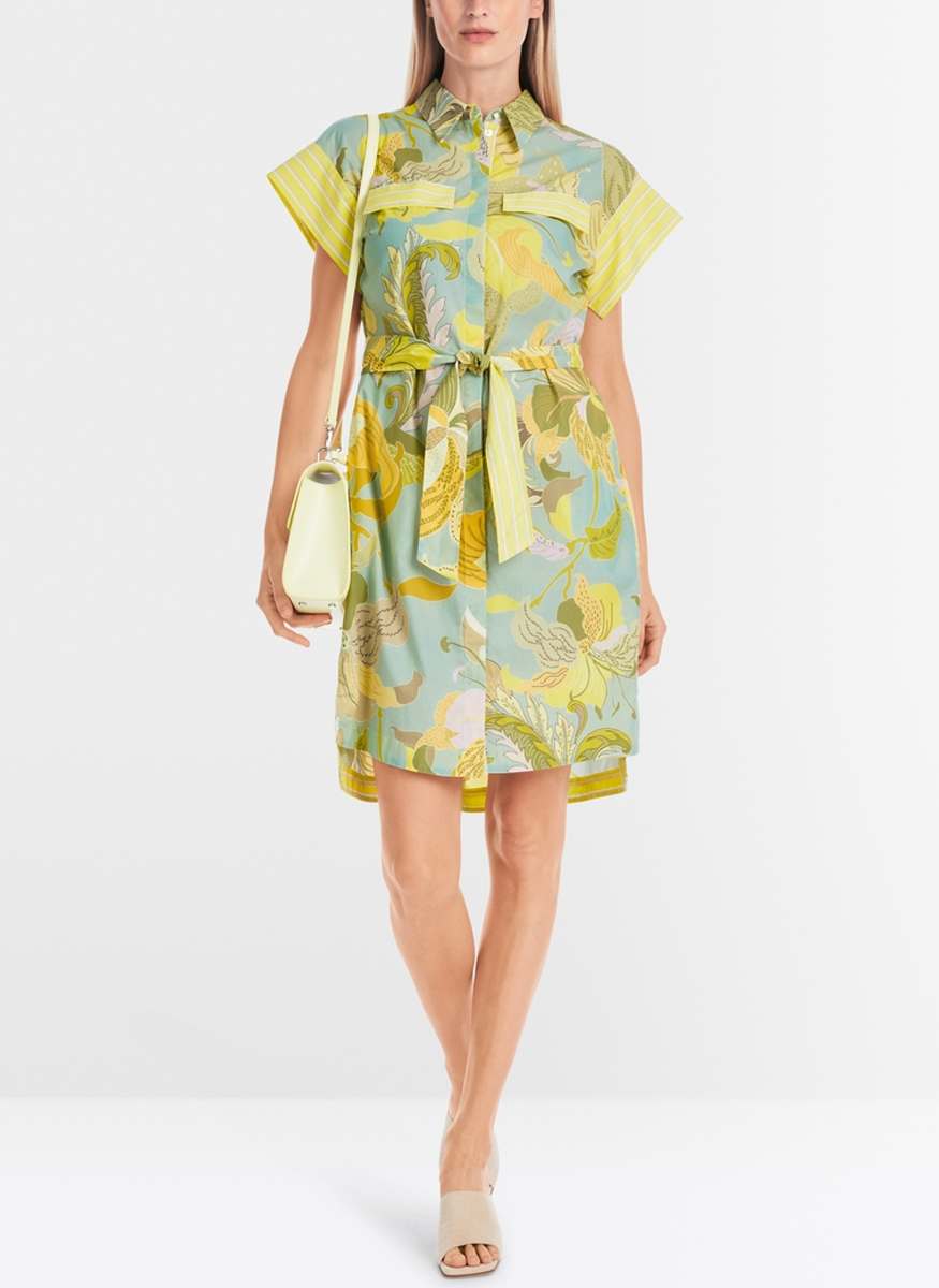 Botanical Print Cap Sleeve Belted Dress - Marc Cain