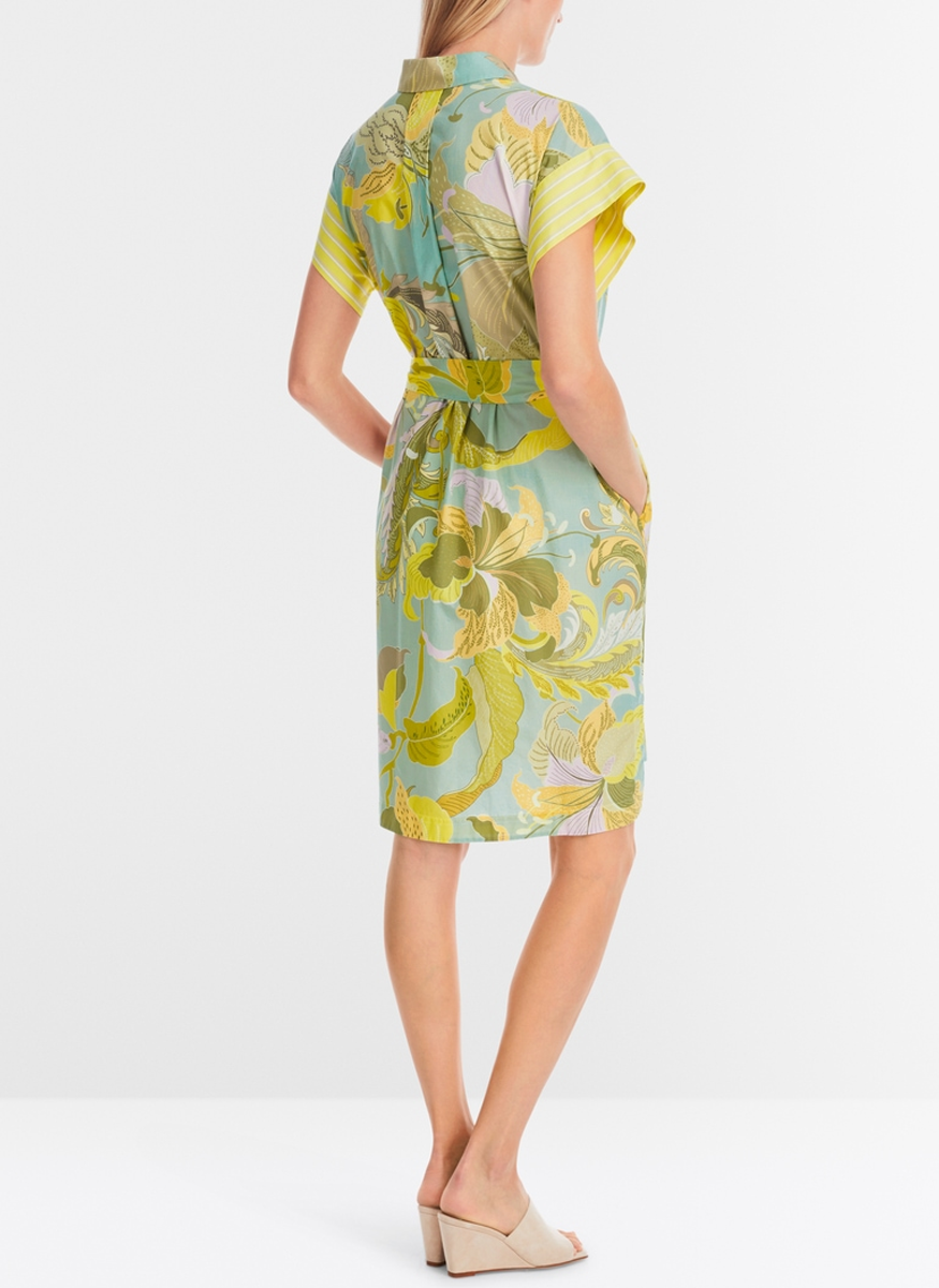 Botanical Print Cap Sleeve Belted Dress - Marc Cain
