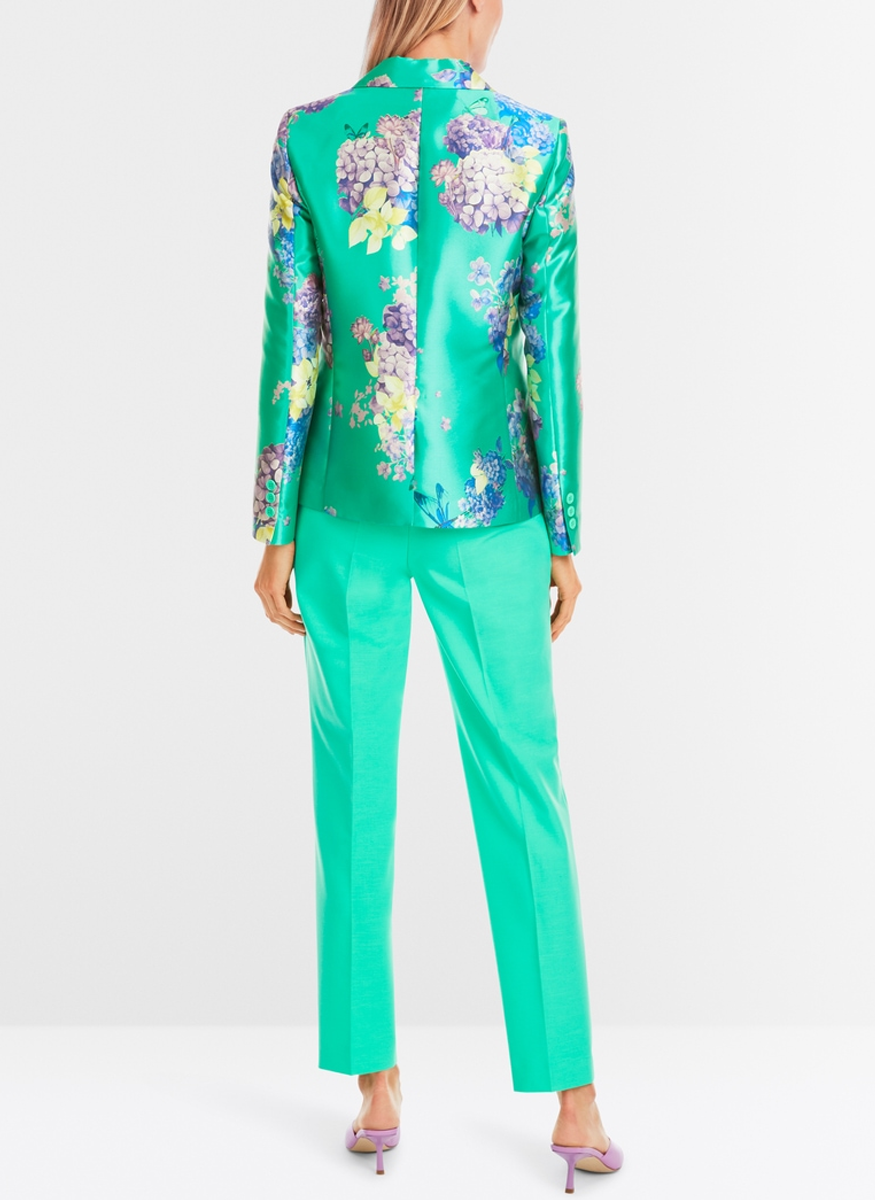Fitted Satin Blazer with Hydrangea Print - Marc Cain