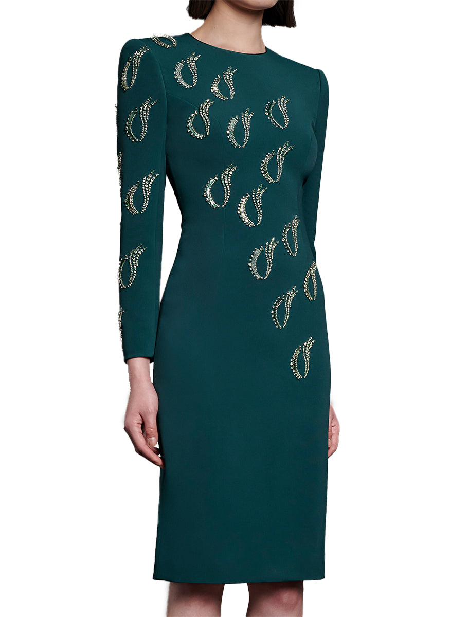 Jealous Crepe Cocktail Dress in Green Absinthe