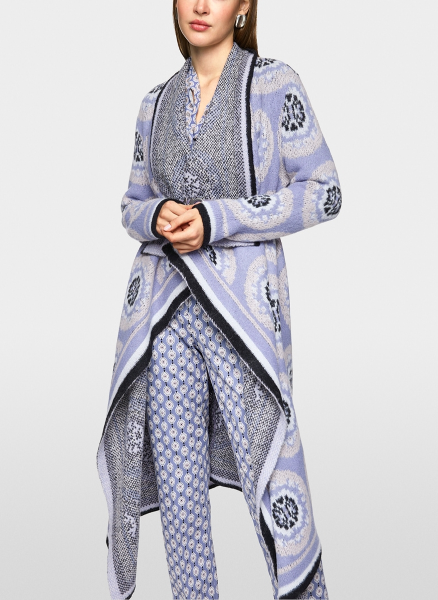 Folded Collar Medalion Stitch Cardigan - Marc Cain
