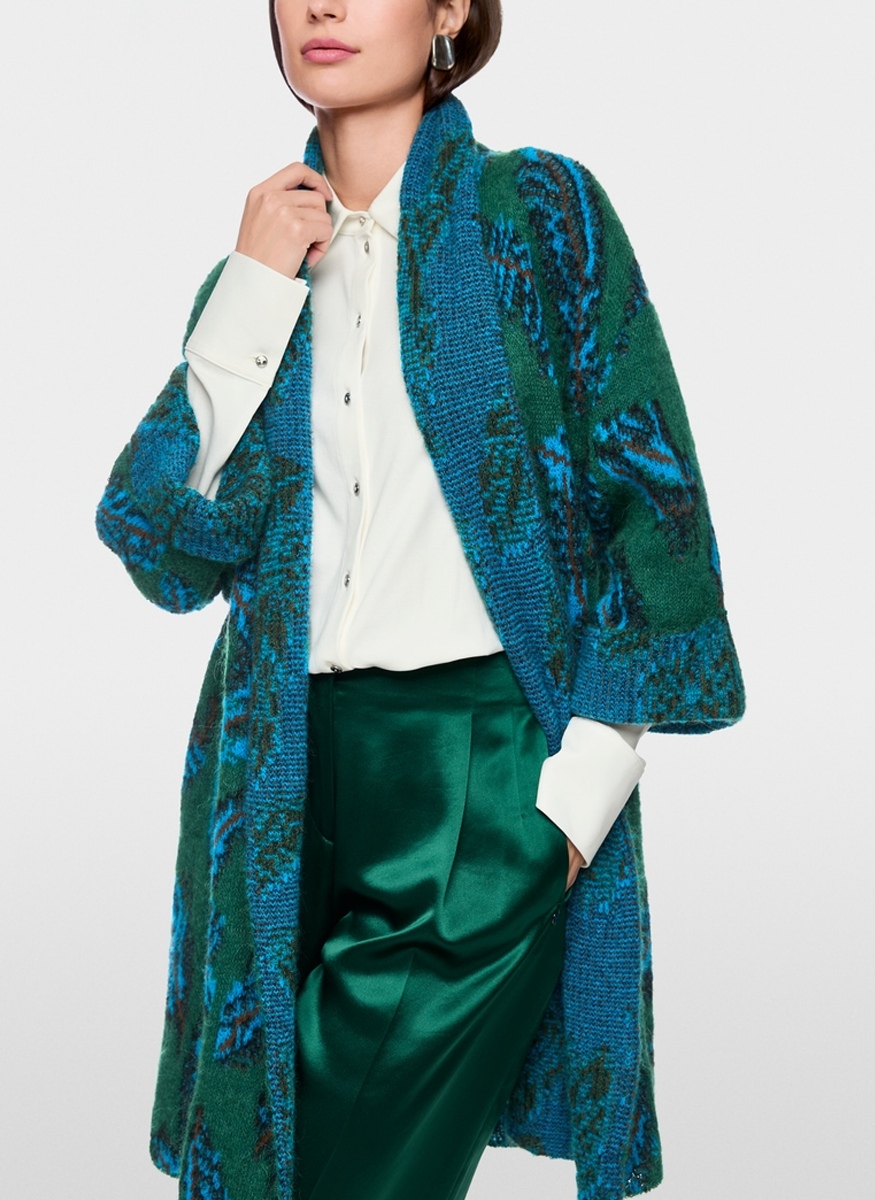 Print Long Sweater Coat - Marc Cain