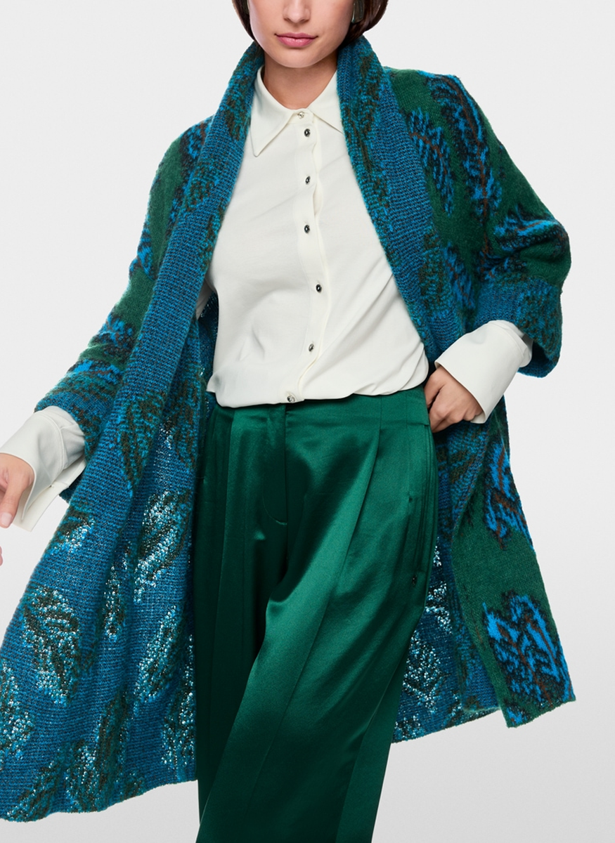 Print Long Sweater Coat - Marc Cain