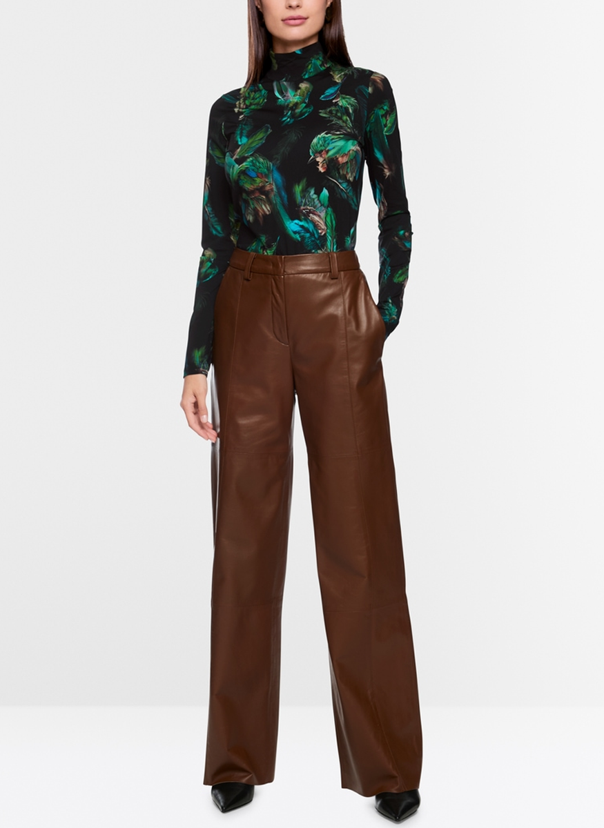Mock Neck Print Jersey Top