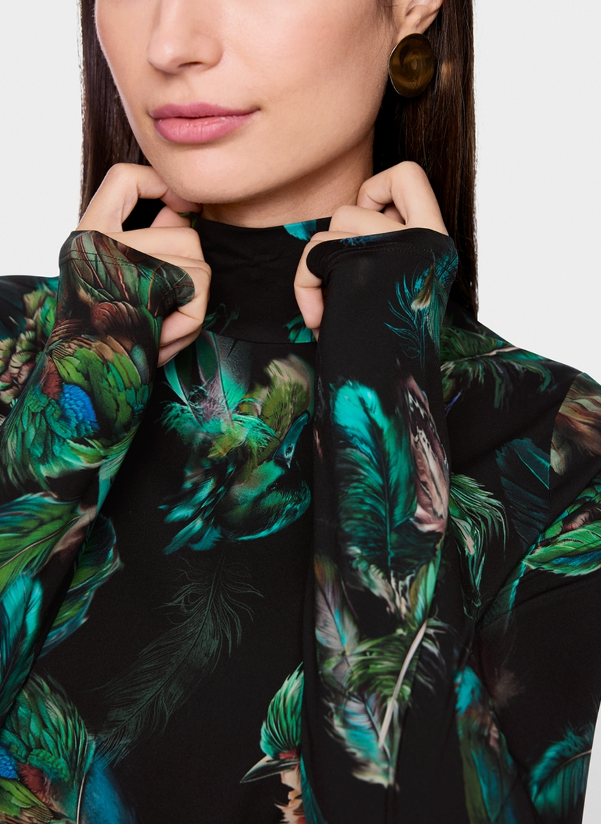 Mock Neck Print Jersey Top - Marc Cain