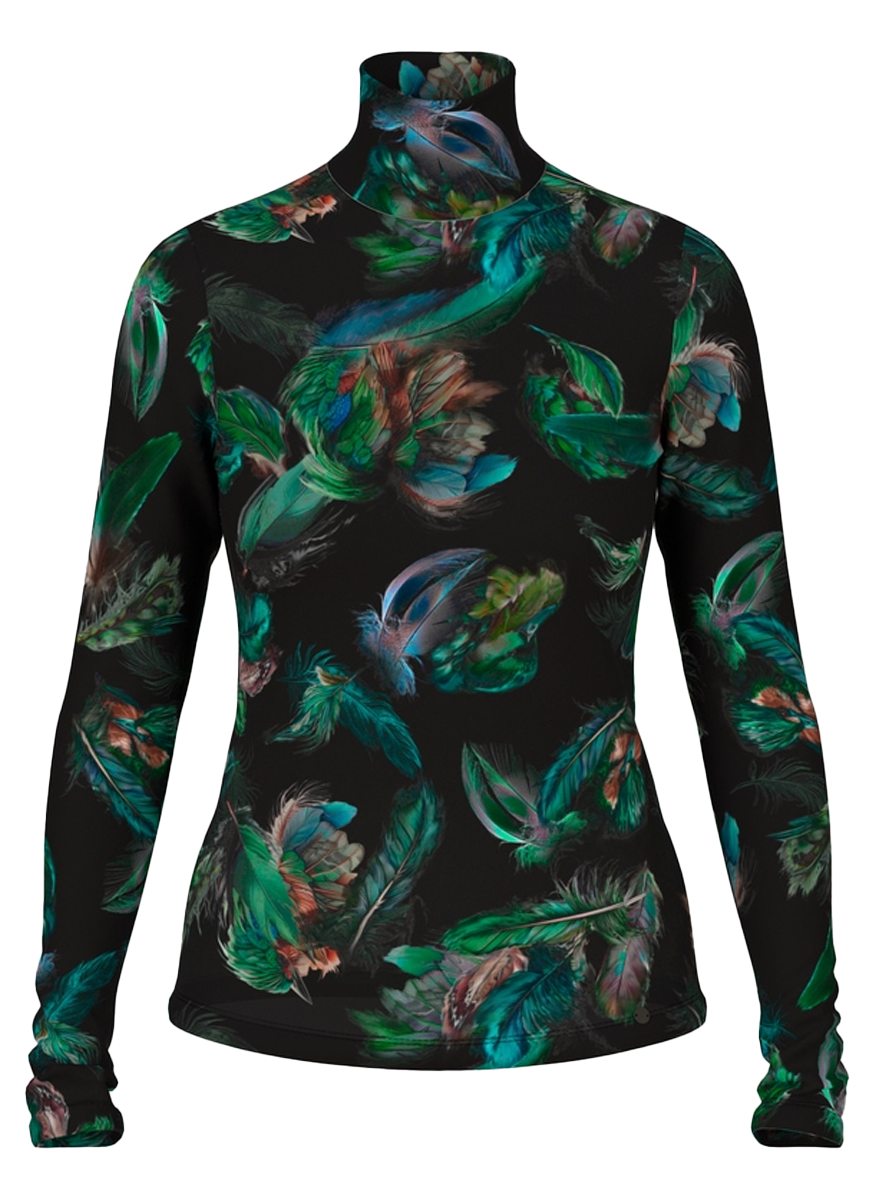 Mock Neck Print Jersey Top