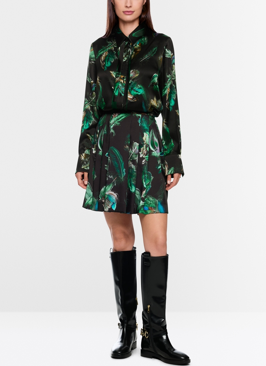 Silk Blouse with Feather Print