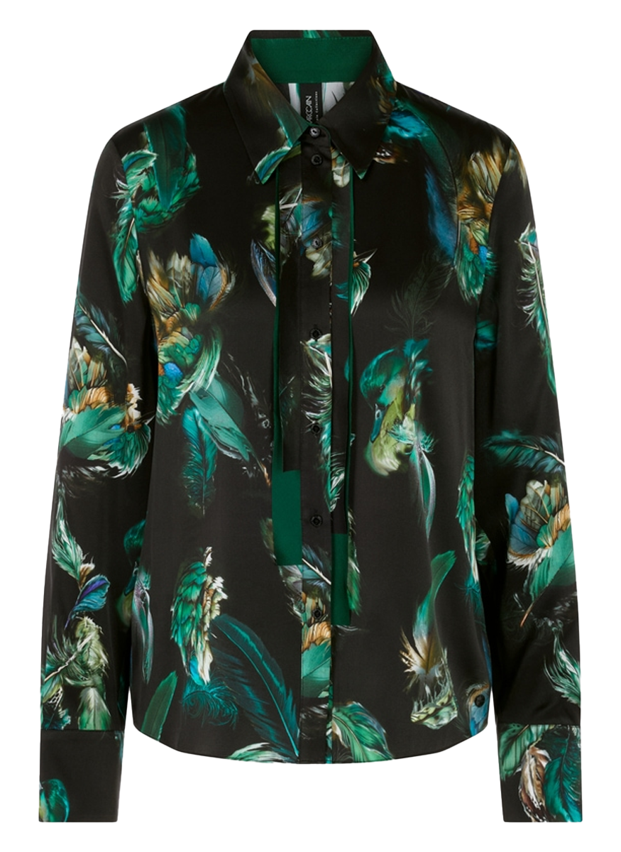 Silk Blouse with Feather Print