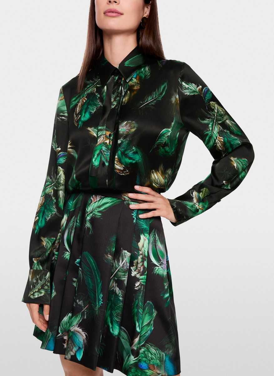 Silk Blouse with Feather Print - Marc Cain
