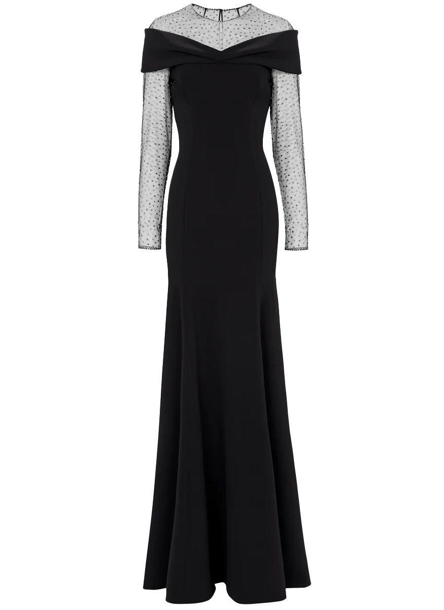 Etienne Long Sleeve Crepe Gown