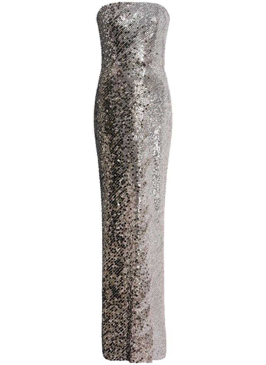 Caron Ombre Beading Strapless Gown